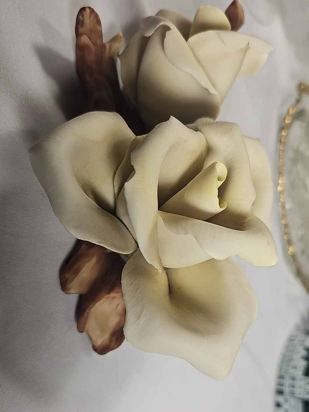 Capodimonte Handcrafted Porcelain Roses Figurine, Napoleon Factory, Italy